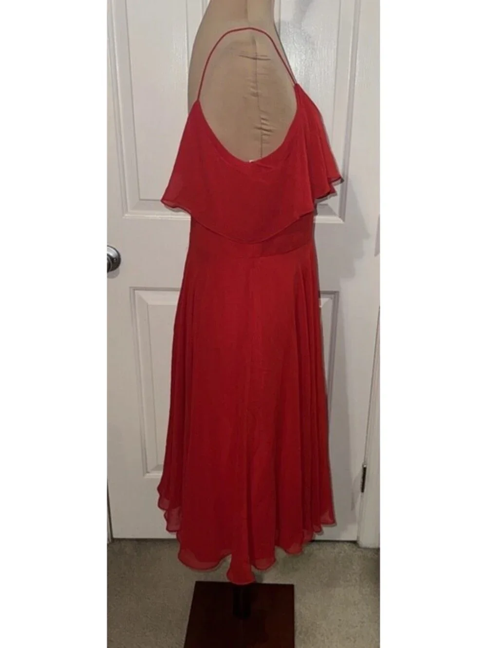 Jenny Yoo Kelli Dress Size 10 Red Lipstick Luxe Chiffon NWT